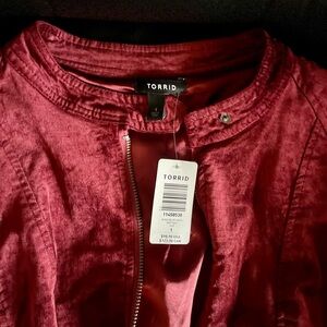 Torrid Women's Velvet Burgundy Moto Jacket 1X